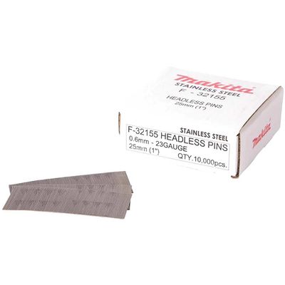 Makita 23 Gauge Stainless Steel Headless Mini Pins 25mm Pack of 10000