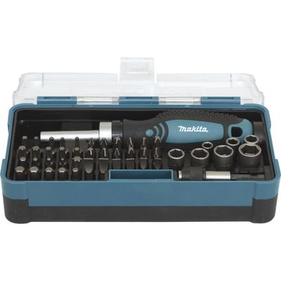 Makita 47 Piece 1/4" Drive Ratchet Screwdriver, Bit and Socket Set