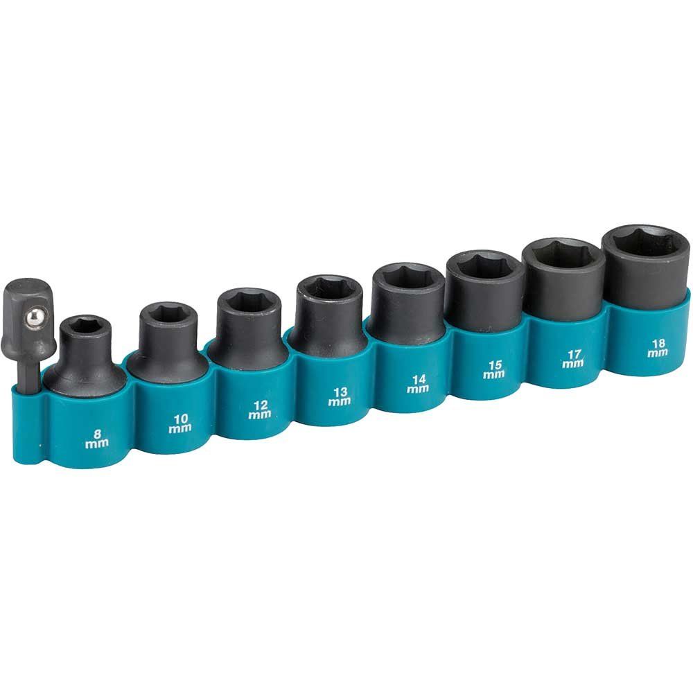 Makita 9 Piece 1/2" Drive Impact Socket Set 1/2" - Image 1