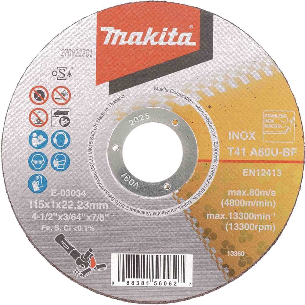 Makita A60U Thin Stainless Steel Cutting Discs 115mm Pack of 12 - Image 1