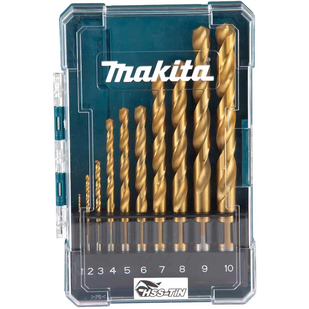 Makita 10 Piece HSS TiN Drill Bit Set - Image 1