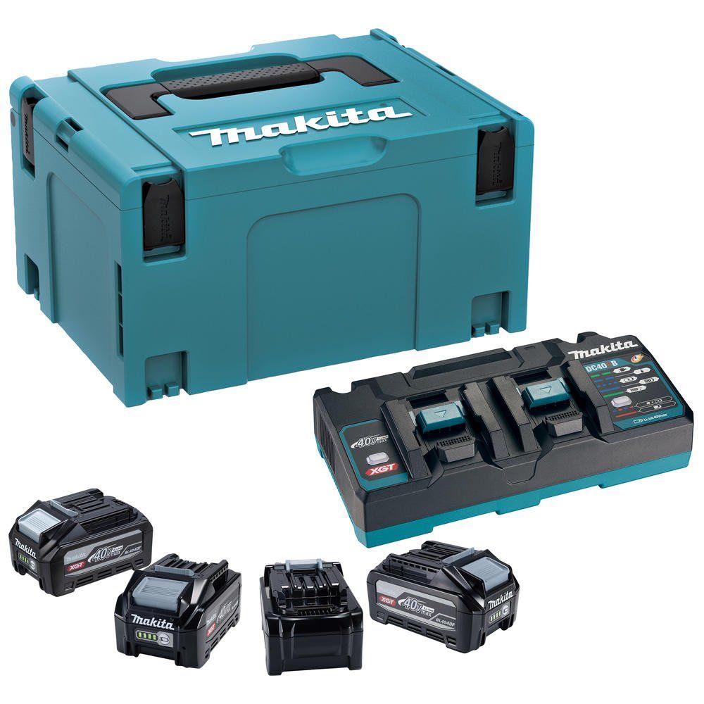 Makita 1911G4-9 40v Max XGT 4 x BL4040F High Output Battery and 110v Twin Charger Kit - Image 1