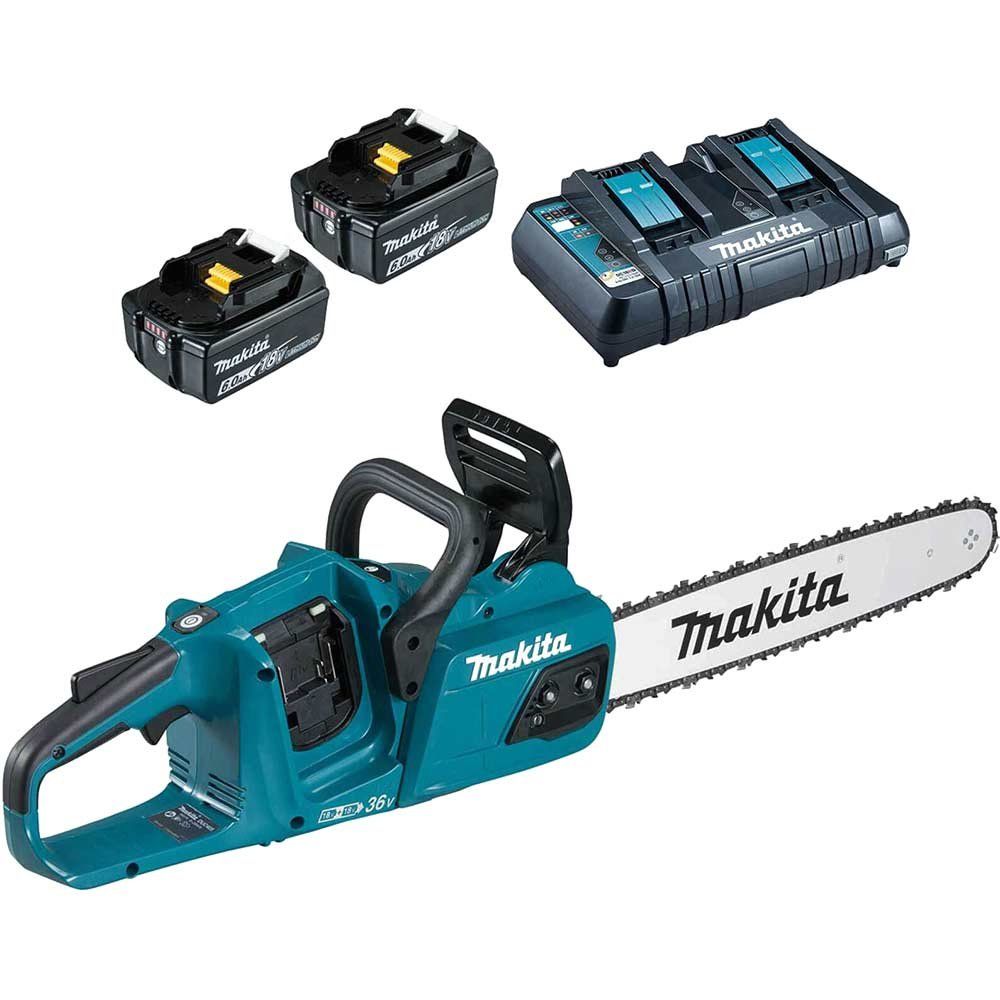 Makita DUC405 Twin 18v LXT Cordless Brushless Chainsaw 400mm 2 x 6ah Li-ion Battery Charger - Image 1