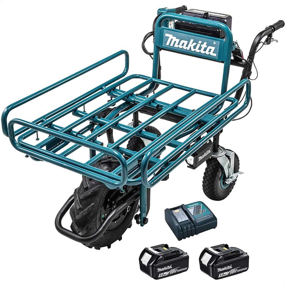 Makita DCU180 18v LXT Cordless Brushless Wheelbarrow and Pipe Frame 2 x 5ah Li-ion Battery Charger - Image 1