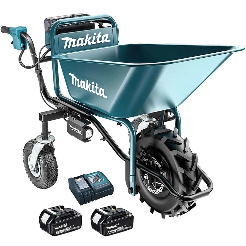 Makita DCU180 18v LXT Cordless Brushless Wheelbarrow and Bucket Frame 2 x 5ah Li-ion Battery Charger - Image 1