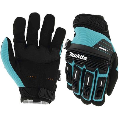 Makita Advanced Impact Demolition Gloves Black / Blue L Pack of 1