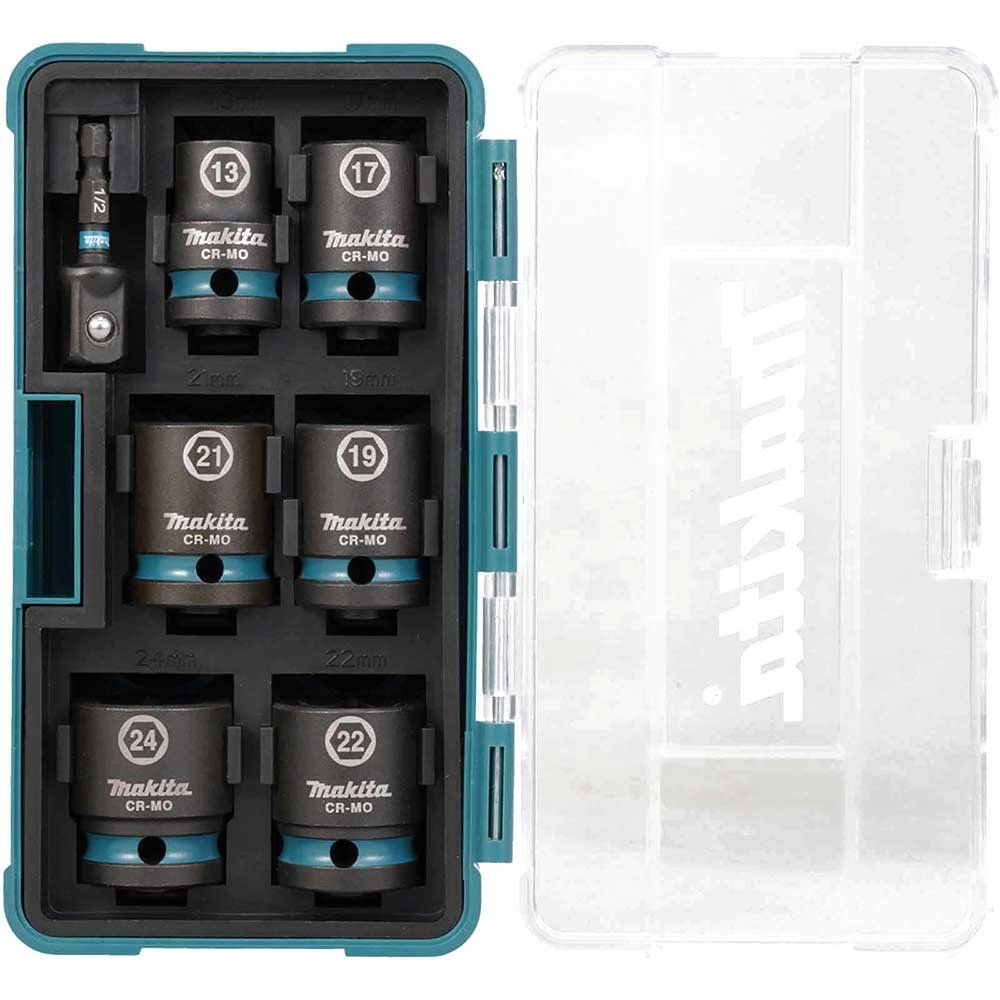Makita 7 Piece 1/2" Drive Hexagon Impact Socket Set 1/2" - Image 1