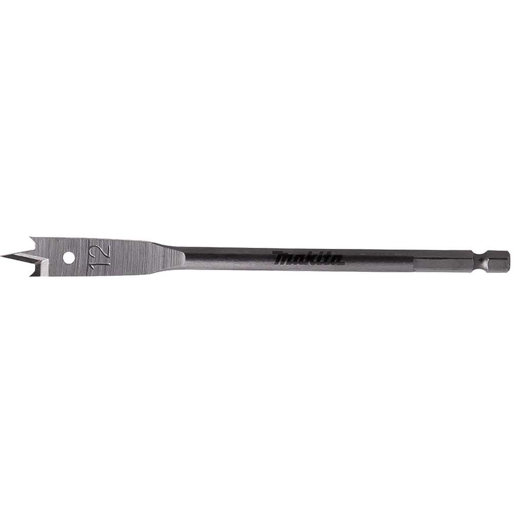 Makita 1/4" Hex Shank Flat Wood Drill Bit 12mm 150mm Pack of 1 - Image 1