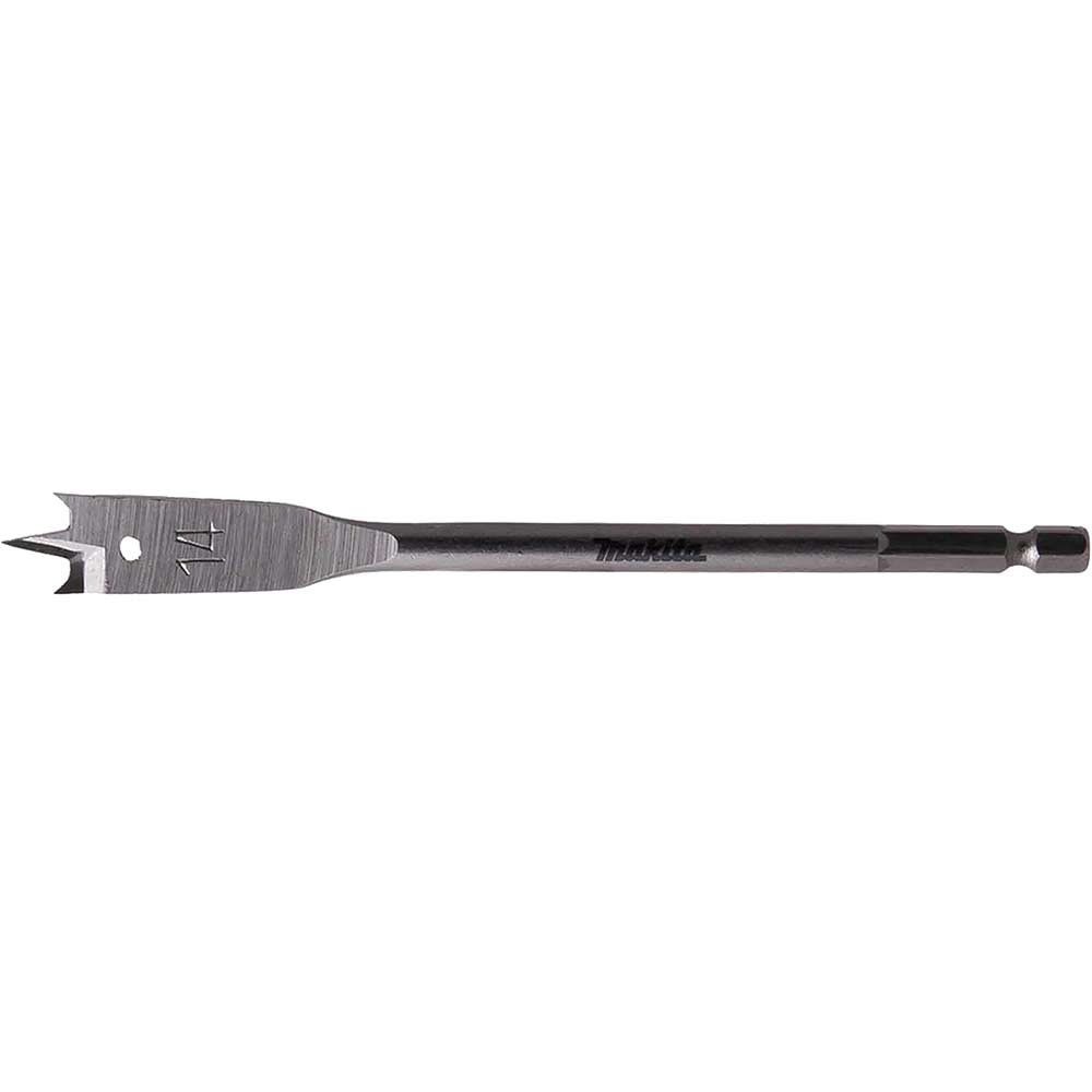 Makita 1/4" Hex Shank Flat Wood Drill Bit 14mm 150mm Pack of 1 - Image 1
