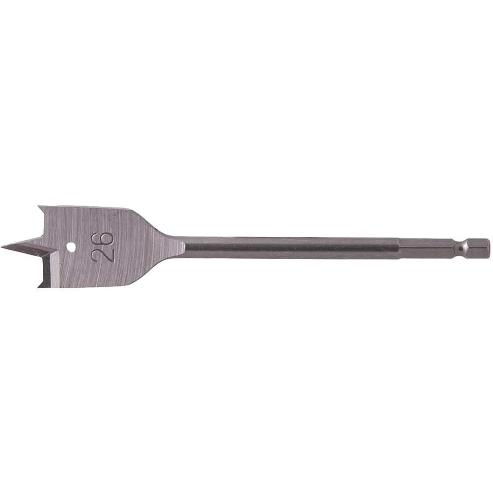Makita 1/4" Hex Shank Flat Wood Drill Bit 26mm 150mm Pack of 1 - Image 1