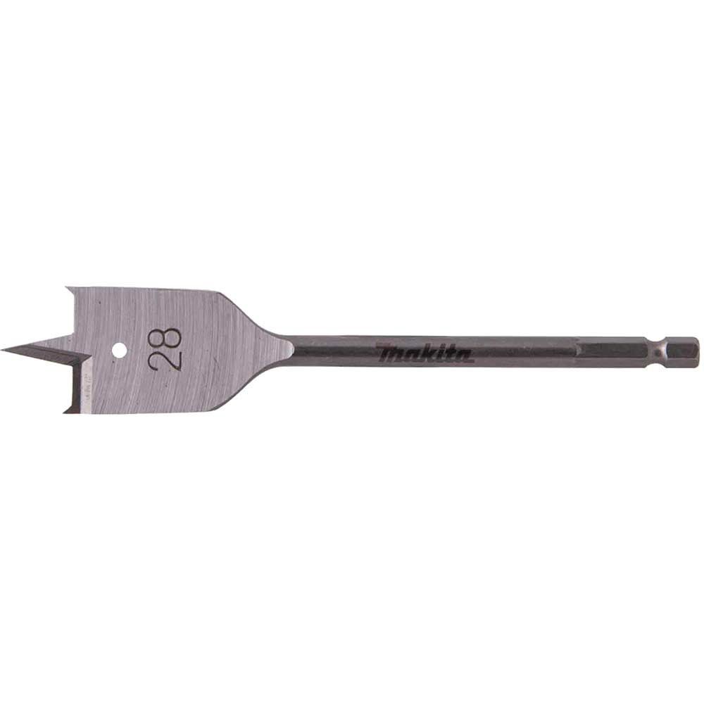 Makita 1/4" Hex Shank Flat Wood Drill Bit 28mm 150mm Pack of 1 - Image 1