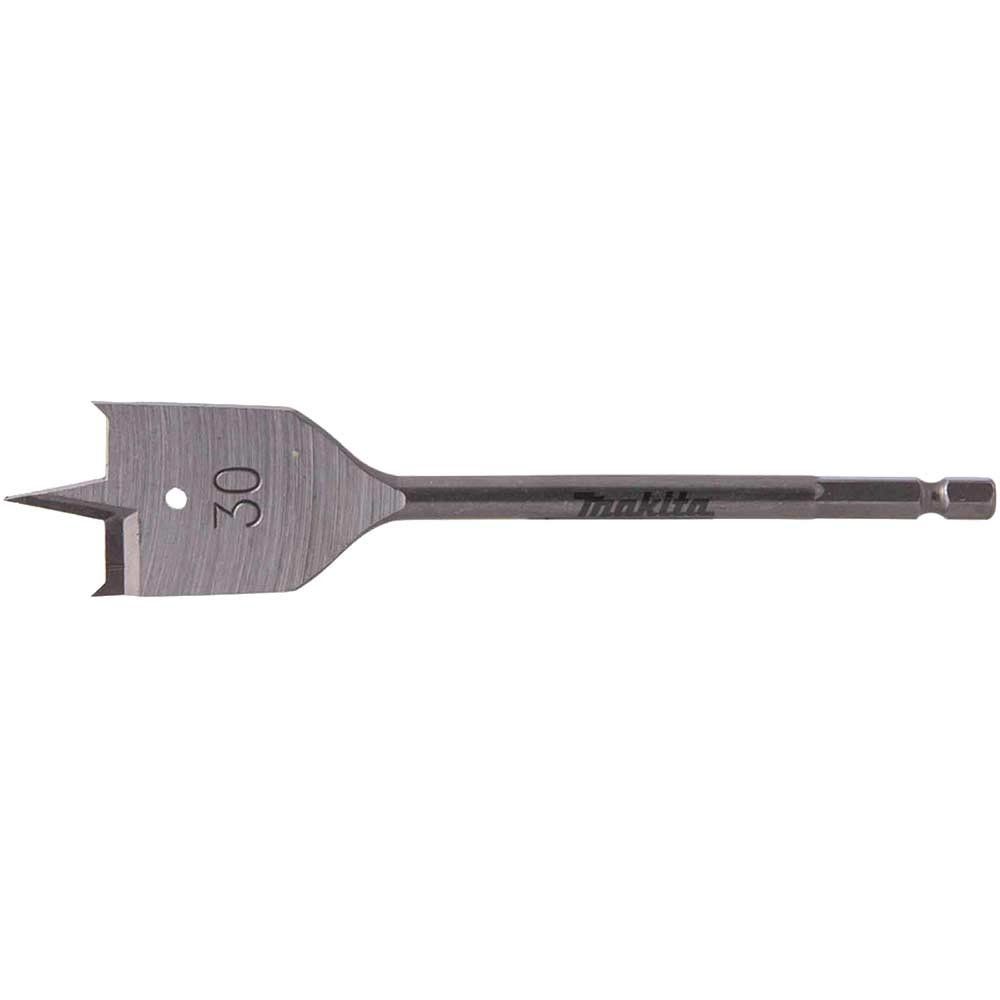 Makita 1/4" Hex Shank Flat Wood Drill Bit 30mm 150mm Pack of 1 - Image 1