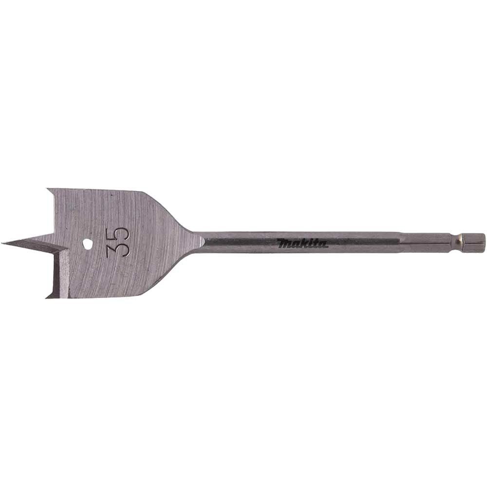 Makita 1/4" Hex Shank Flat Wood Drill Bit 35mm 150mm Pack of 1 - Image 1