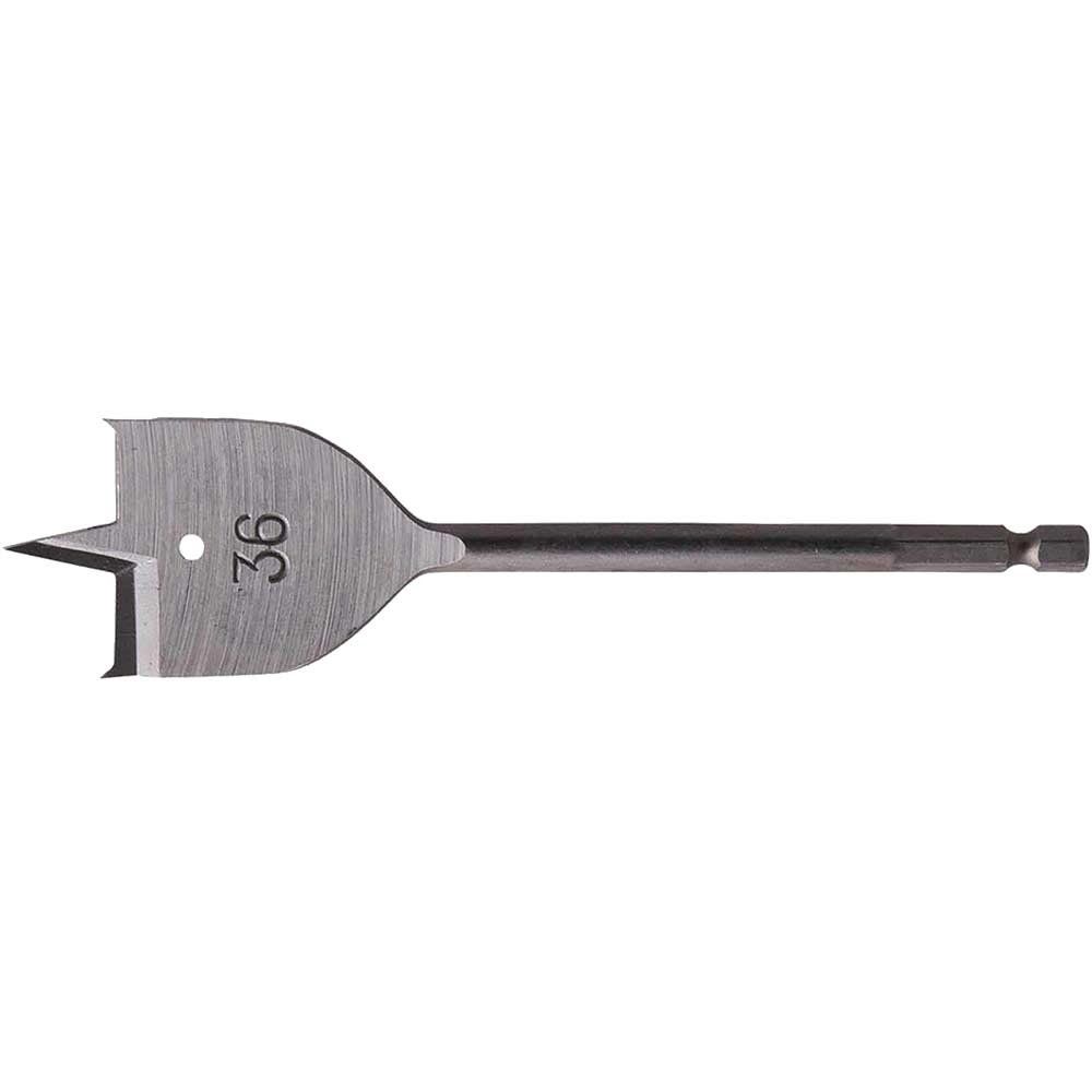 Makita 1/4" Hex Shank Flat Wood Drill Bit 36mm 150mm Pack of 1 - Image 1