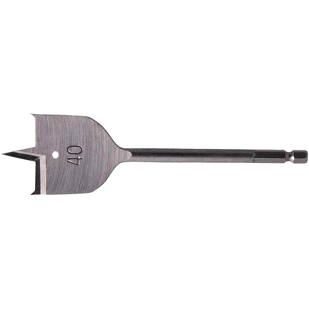 Makita 1/4" Hex Shank Flat Wood Drill Bit 40mm 150mm Pack of 1 - Image 1