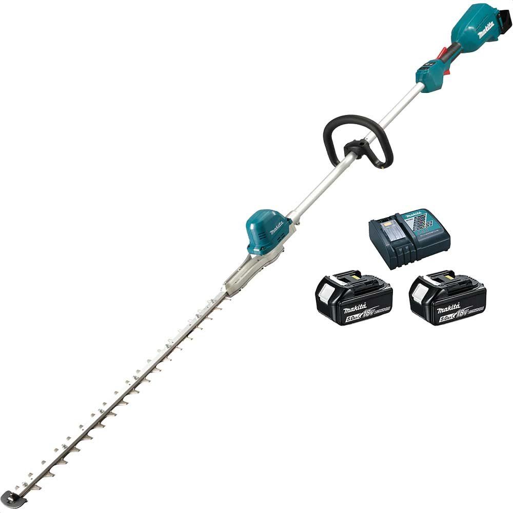 Makita DUN600L 18v LXT Cordless Brushless Pole Hedge Trimmer 600mm 2 x 5ah Li-ion Battery Charger - Image 1