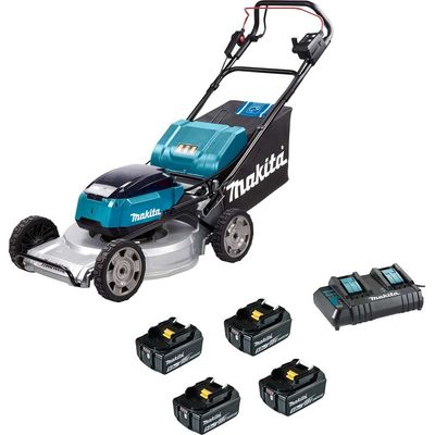 Makita DLM533 Twin 18v LXT Cordless Brushless Lawnmower 530mm 4 x 5ah Li-ion Battery Charger