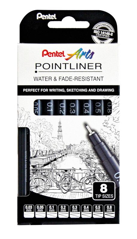 Pentel YS20P-8 fineliner Black 8 pc(s) - Image 1