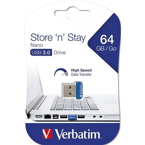 Verbatim Store 'n' Stay NANO - USB 3.0 Drive 64 GB - Blue - Image 1