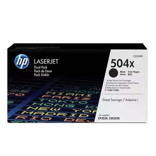 HP 504X 2-pack High Yield Black Original LaserJet Toner Cartridges - Image 1