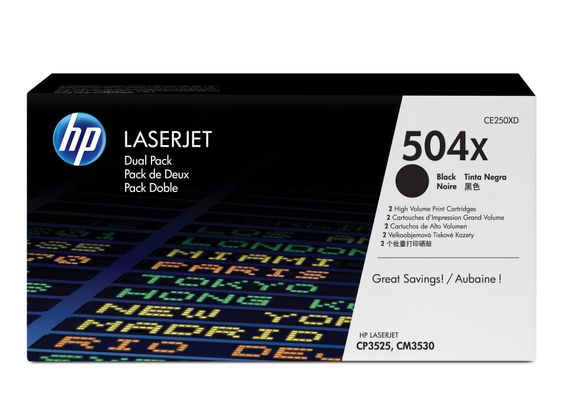 HP 504X 2-pack High Yield Black Original LaserJet Toner Cartridges - Thumbnail 2