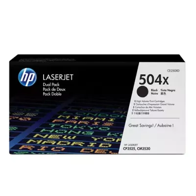HP 504X 2-pack High Yield Black Original LaserJet Toner Cartridges