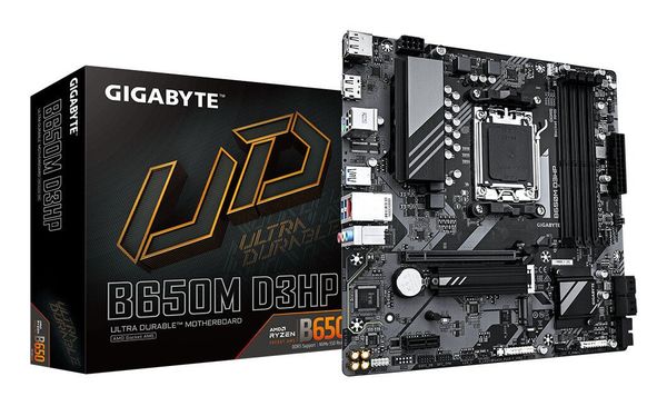 GIGABYTE B650M D3HP Motherboard - AMD Ryzen 9000 Series CPUs 5+2+2 Phases VRM up to 7600MHz DDR5 (OC) 2xPCIe 4.0 M.2 2.5GbE LAN USB 3.2 Gen 1 AMD Socket AM5 AMD Ryzen 7000 Series AMD Ryzen 8000 Series AMD Ryzen 9000 Series Socket AM5 DDR5