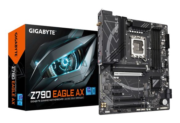 GIGABYTE Z790 EAGLE AX Motherboard - Supports Intel Core 14th Gen CPUs 12+1+Phases Digital VRM up to 7600MHz DDR5 (OC) 3xPCIe 4.0 M.2 Wi-Fi 6E 2.5GbE LAN USB 3.2 Gen 2