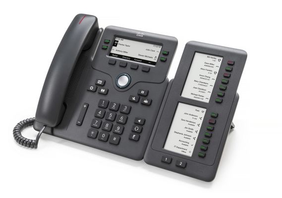 Cisco IP Phone 6800 Key Expansion Module, 2 Greyscale Displays, Adds 14 Line Keys and 2 Page Buttons, 1-Year Limited Hardware Warranty (CP-68KEM-3PCC=)