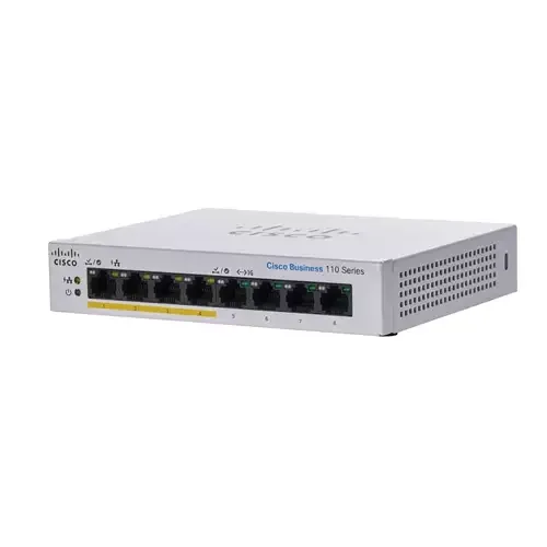 Cisco Business CBS110-8PP-D Unmanaged Switch | 8 Port GE | Partial PoE | Desktop | Ext PS | Limited Lifetime Protection (CBS110-8PP-D) - Image 1