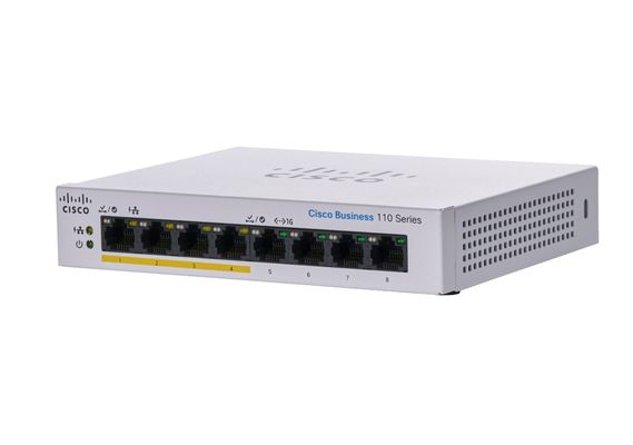 Cisco Business CBS110-8PP-D Unmanaged Switch | 8 Port GE | Partial PoE | Desktop | Ext PS | Limited Lifetime Protection (CBS110-8PP-D) - Thumbnail 2