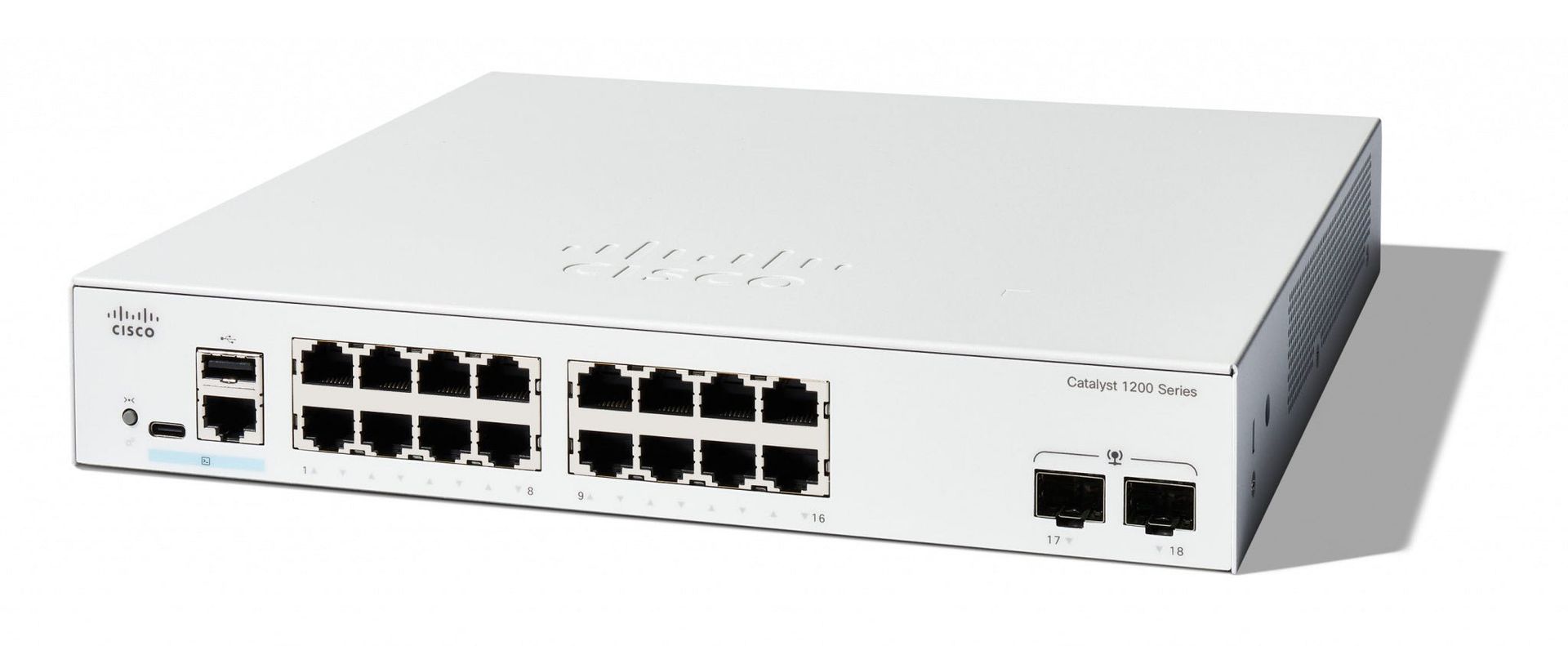 Cisco Catalyst 1200-16T-2G Smart Switch 16 Port GE 2x1GE SFP Limited Lifetime Protection (C1200-16T-2G) - Image 1