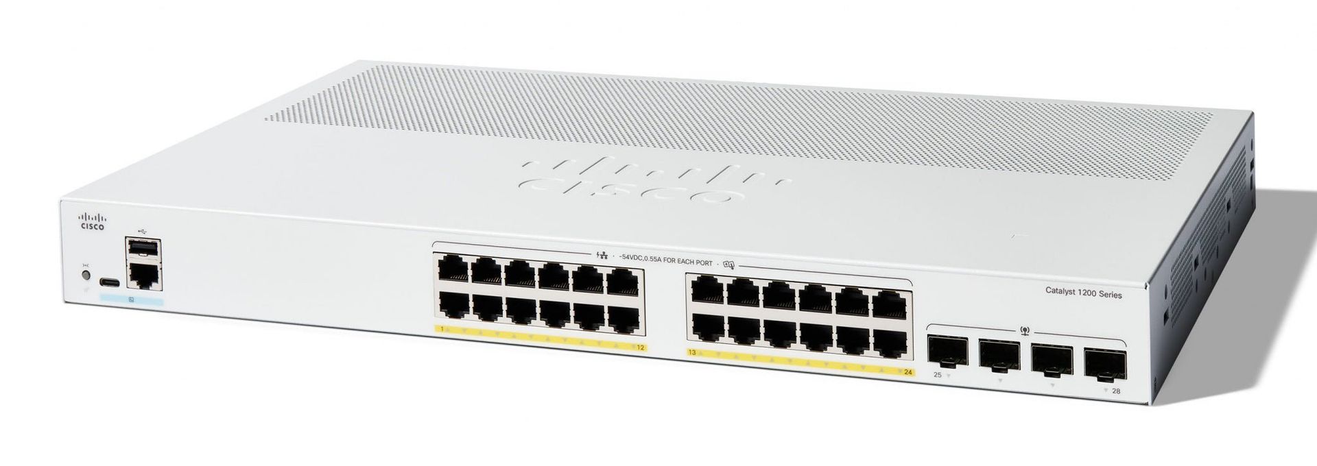Cisco Catalyst 1200-24P-4G Smart Switch 24 Port GE PoE 4x1GE SFP Limited Lifetime Protection (C1200-24P-4G) - Image 1