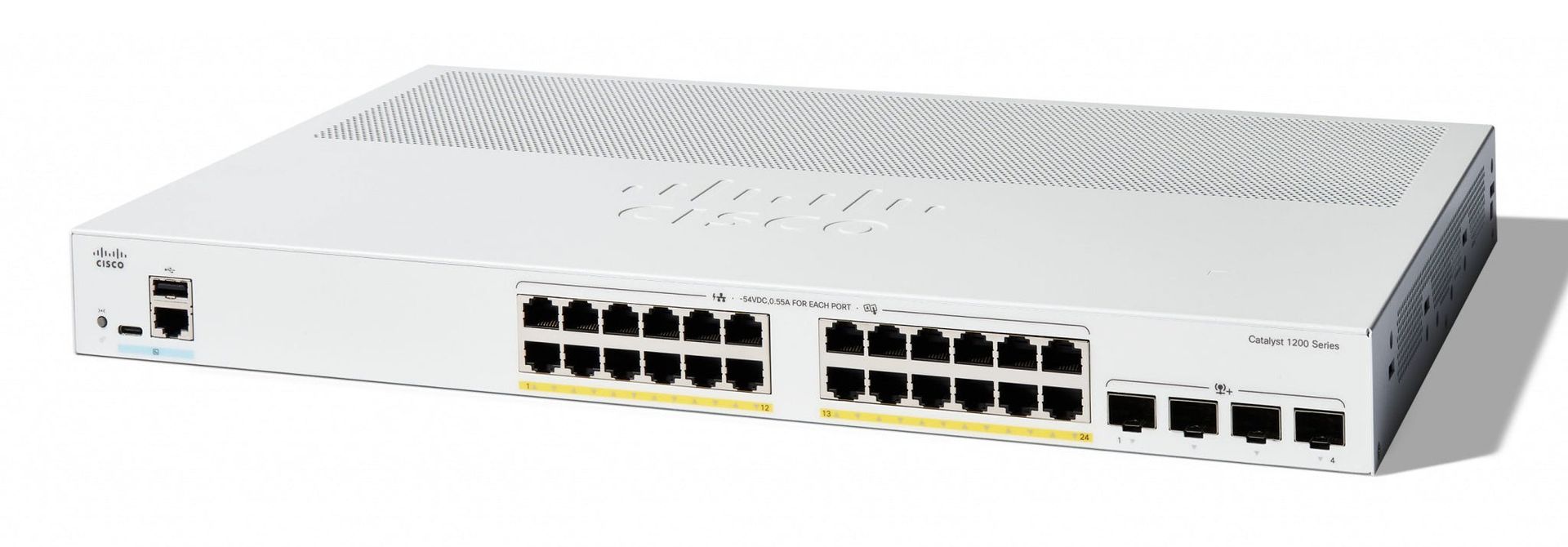 Cisco Catalyst 1200-24P-4X Smart Switch 24 Port GE PoE 4x10GE SFP+ Limited Lifetime Protection (C1200-24P-4X) - Image 1