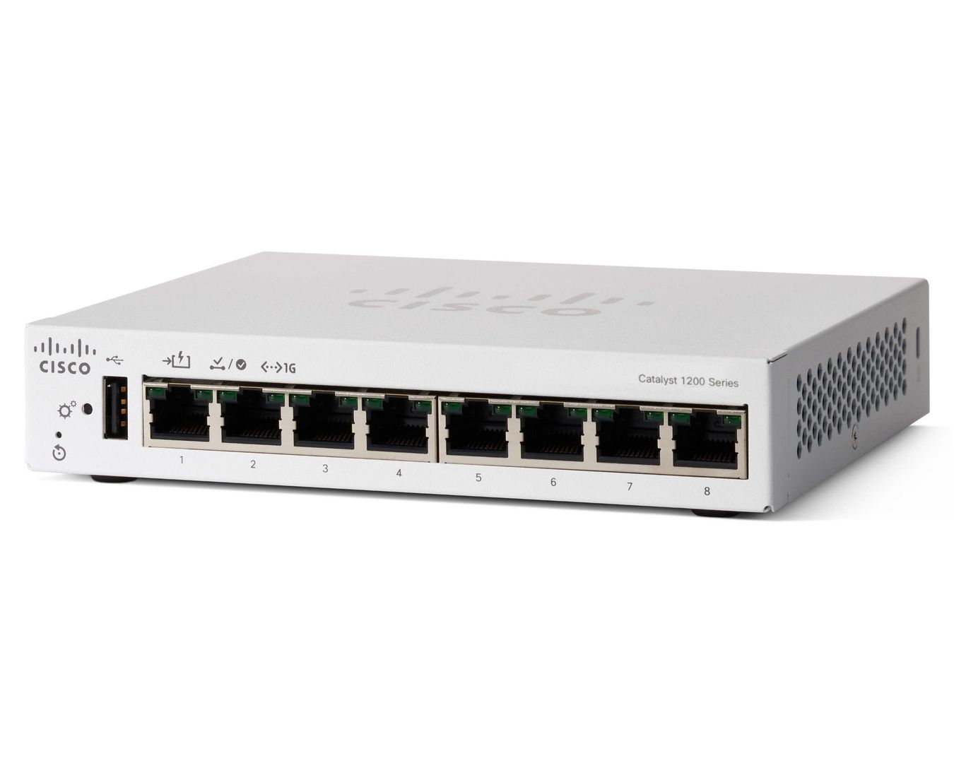 Cisco Catalyst 1200-8T-D Smart Switch, 8 Port GE, Ext PS, Desktop, Limited Lifetime Protection (C1200-8T-D) - Image 1