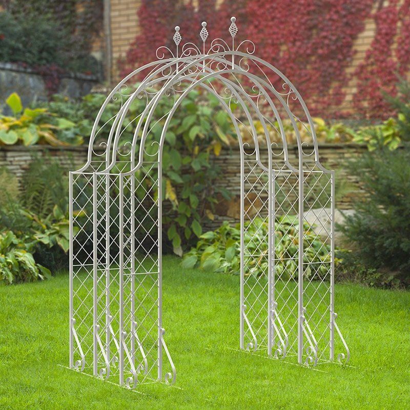 Panacea Lattice Metal Garden Arch Tunnel - White 8'3 x 5'9 - Image 1