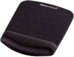 Fellowes Mouse Mat Wrist Support - PlushTouch Mouse Pad with Non Slip Rubber Base & Antibacterial Protection - Ergonomic Mouse Mat for Computer Laptop Home Office Use - Black