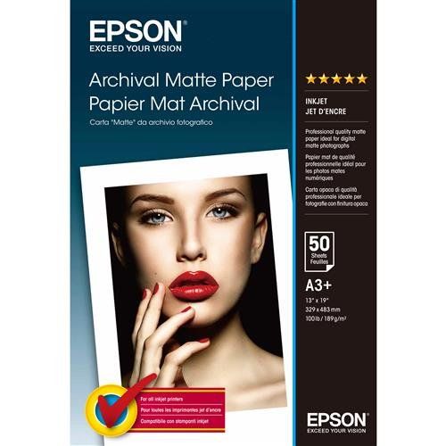 Epson Archival Matte Paper. DIN A3+. 189g/m². 50 Sheets - Image 1