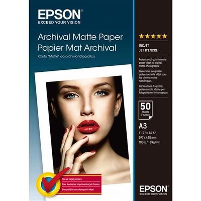 Epson Archival Matte Paper. DIN A3. 189g/m². 50 Sheets