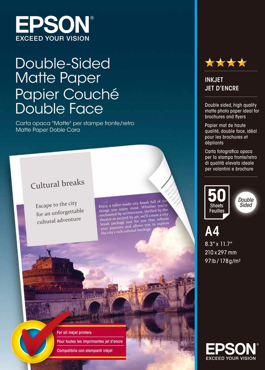 Epson Double Sided Matte Paper - A4 - 50 Sheets - Image 1