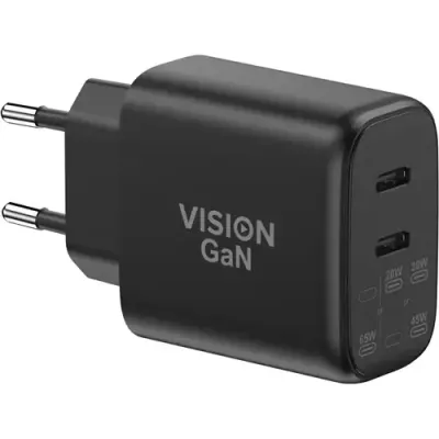 Vision TC-PUSBCEU/65 mobile device charger Universal Black AC Fast charging Indoor - Thumbnail 2