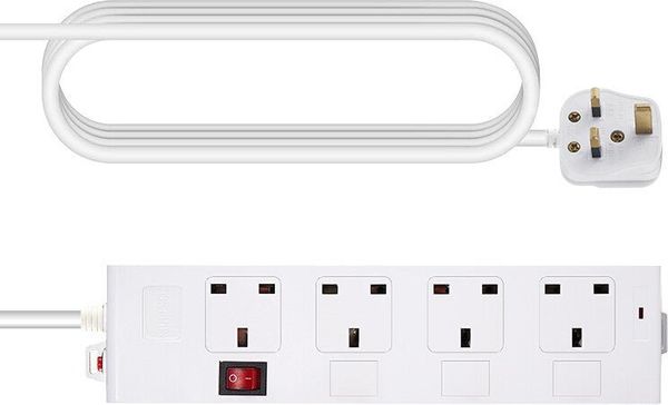 Vision TC-PSTRP4UK power extension 1.8 m 4 AC outlet(s) Indoor White - Thumbnail 2