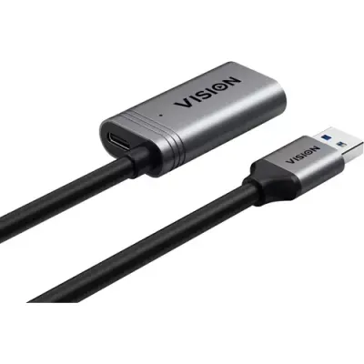 Vision TC 5MUSB3.0EXT+/BL USB cable USB 3.2 Gen 1 (3.1 Gen 1) 5 m USB A Black, Silver - Thumbnail 2