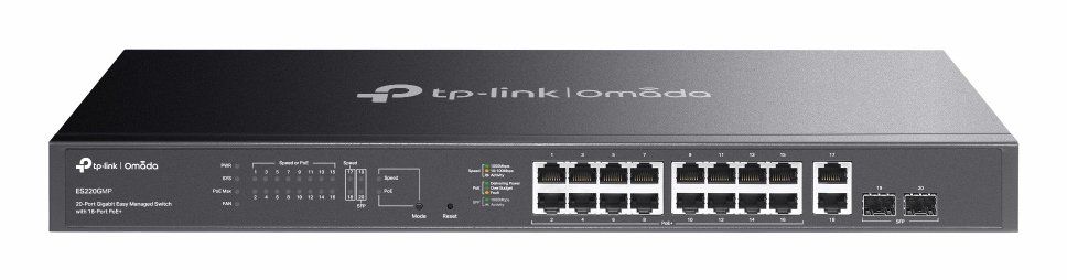 TP-Link Omada ES220GMP network switch Managed L2 Gigabit Ethernet (10/100/1000) Power over Ethernet (PoE) Black - Image 1