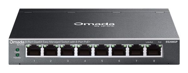 TP-Link Omada ES208GP network switch Managed L2 Gigabit Ethernet (10/100/1000) Power over Ethernet (PoE) DIN rail Black - Thumbnail 2