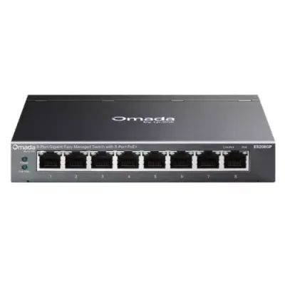 TP-Link Omada ES208GP network switch Managed L2 Gigabit Ethernet (10/100/1000) Power over Ethernet (PoE) DIN rail Black