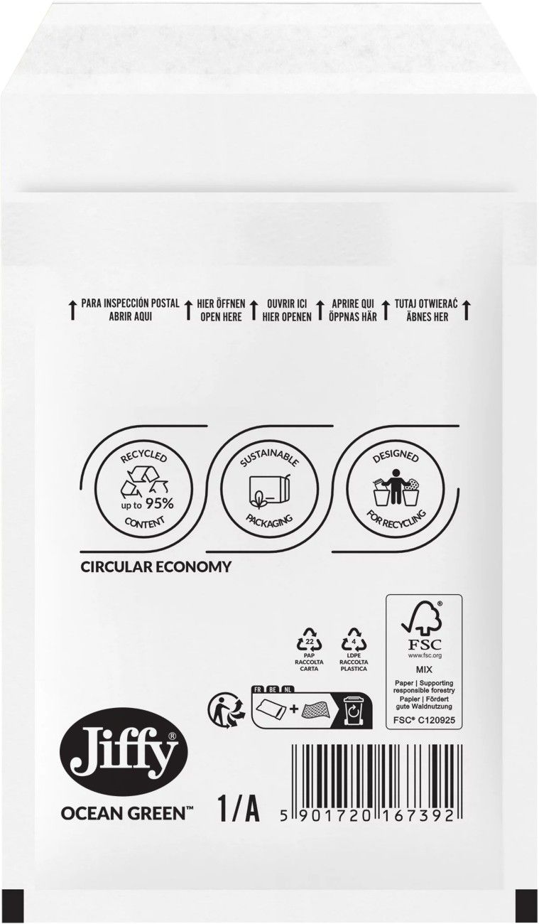 Jiffy Ocean Green Uncoated Mailers 3/C Brown (Pack of 100) MAKU18883 - Image 1
