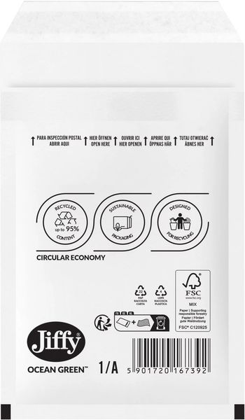 Jiffy Ocean Green Uncoated Mailers 3/C Brown (Pack of 100) MAKU18883