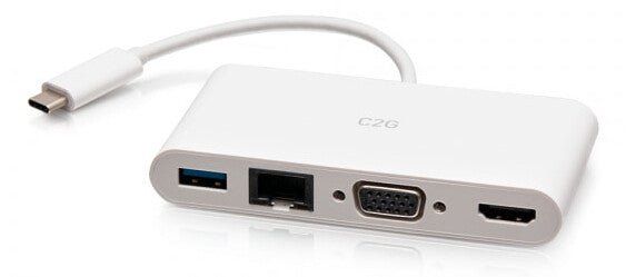 C2G USB-C® to HDMI®. VGA. USB-A. and RJ45 Multiport Adapter - 4K 30Hz