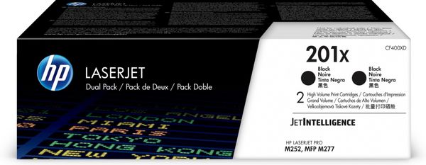 HP 201X Black Toner Cartridges - Twin Pack, Black
